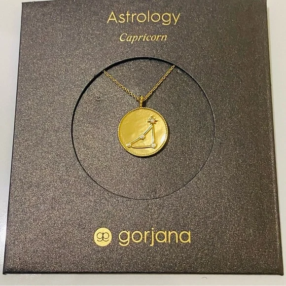 Gorjana 18k Gold Plated Brass Capricorn Opalite Astrology Coin Necklace - Picture 3 of 4